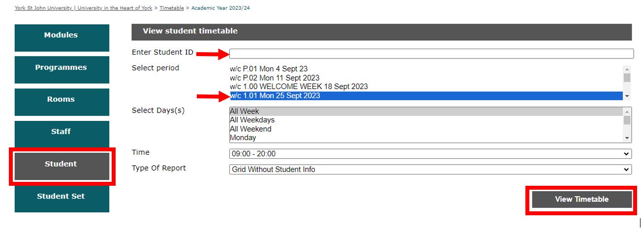 How to view your timetable